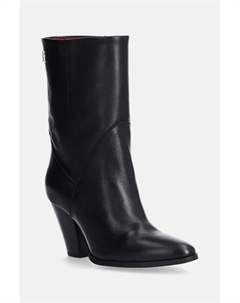 Кожаные ботильоны КОЖАНЫЕ НА СРЕДНЕМ КОВБОЙСКОМ КАБЛУКЕ, черный Tommy hilfiger