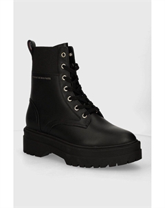 Ботильоны LEATHER ELASTIC RIB LACEUP, черный Tommy hilfiger