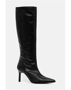 Кожаные сапоги HEEL KNEE BOOT 70 LTH, черный Calvin klein