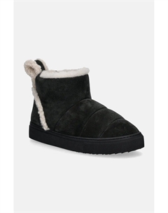 Замшевые зимние ботинки из овчины без шнуровки, черный Inuikii