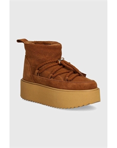 Женские зимние ботинки Classic на низкой платформе, коричневый Inuikii