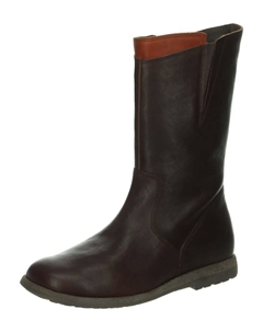 Сапоги женские кожаные на молнии, темно-коричневый Think