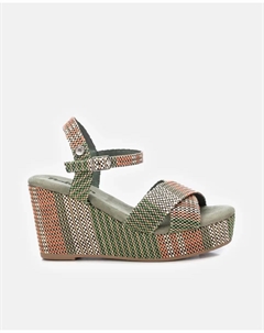 Женские босоножки на танкетке с пряжкой, цвет Kaki Refresh