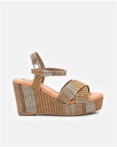 Женские босоножки на танкетке с пряжкой, коричневый Refresh