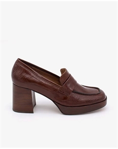Женские кожаные мокасины на каблуке, темно-коричневый Ángel alarcón