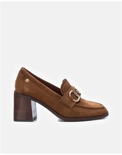 Женские кожаные мокасины на каблуке 7 см, цвет Camel Carmela