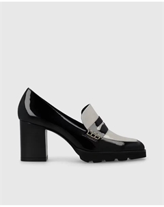 Женские лакированные лоферы на каблуке, черный Lodi