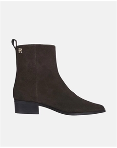 Замшевые ковбойские ботильоны с металлическим бейджем, темно-коричневый Tommy hilfiger