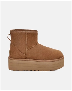 Женские кожаные ботильоны Classic Mini на платформе, цвет Camel Ugg