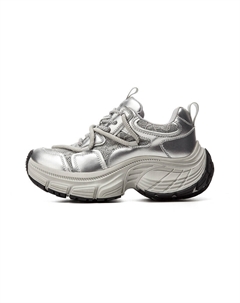 Кроссовки женские толстые низкие, серебряный 15 mins