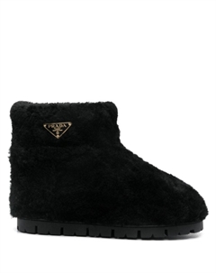 Сапоги из искусственной овчины, черный Prada
