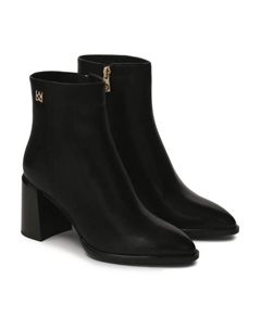 Кожаные ботинки на широком каблуке, черный Kazar