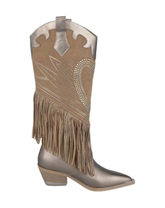 Кожаные ботильоны со стразами на голенище, бежевый Alma en pena.