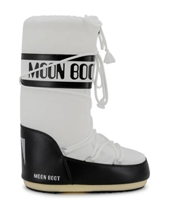 Двухцветные туфли на плоской подошве с логотипом., белый Moon boot