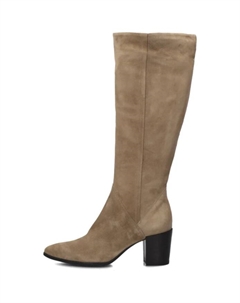 Сапоги на высоком каблуке из темно серой замши, бежевый Notre-v
