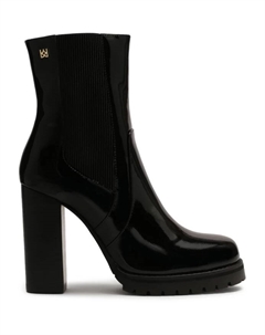 Лаковые высокие сапоги на молнии, черный Kazar