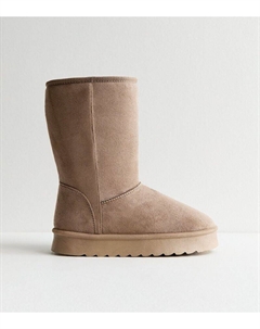 Светло-коричневые замшевые ботинки на подкладке из искусственного меха, светло-коричневый New look