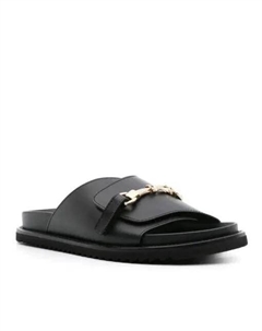 Кожаные шлепанцы с пряжкой с логотипом, черный Doucal's