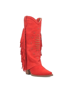 Женские кожаные ковбойские сапоги Spirit Trail с бахромой по бокам, красный Dingo