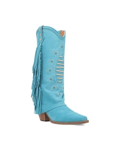 Женские кожаные ковбойские сапоги Spirit Trail с бахромой по бокам, синий Dingo