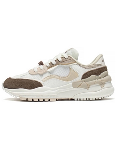 Женские туфли Origin Lifestyle с низким верхом, кремово-белые/коричневые с оленями Li-ning