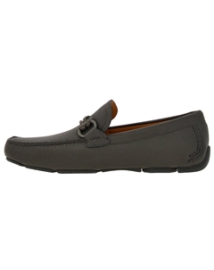 Мокасины кожаные Drive Gancini с пряжкой, темно-серый Ferragamo