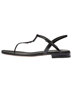 Кожаные сандалии на плоской подошве, черный Miu miu