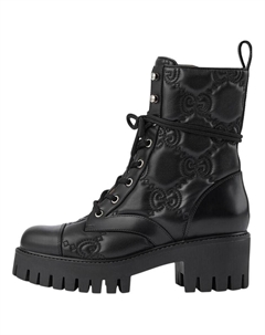 GG 70 мм стеганые ботинки на шнуровке черные кожаные Gucci