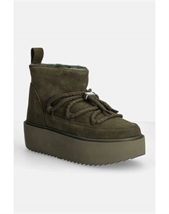Классические замшевые зимние ботинки на низкой платформе, зеленый Inuikii
