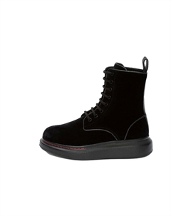 Женские ботинки на шнуровке вельветовые, черный Alexander mcqueen