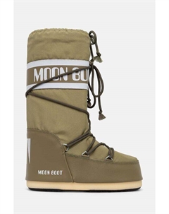 Зимние ботинки ICON NYLON высокие на платформе, зеленый Moon boot