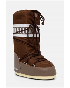 Зимние ботинки ICON NYLON высокие на платформе, коричневый Moon boot