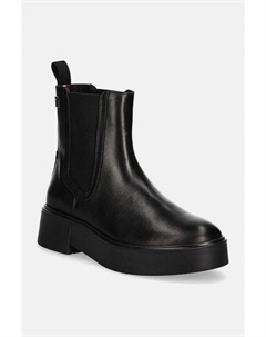 MINIMAL LEATHER CHELSEA LOGOTAPE кожаные ботильоны, черный Tommy hilfiger