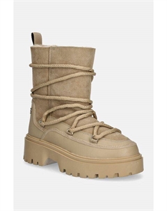 Зимние ботинки Snowboot из натуральной овчины на шнуровке, бежевый Tommy hilfiger