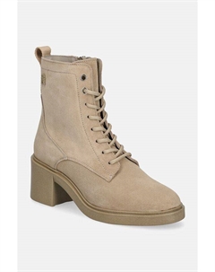 Замшевые ботильоны SUEDE Mid HEEL LACEUP LOGOTAPE, бежевый Tommy hilfiger