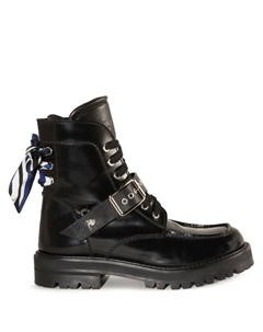 Кожаные сапоги с принтом «мармо», черный Pucci