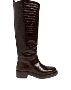 Ботинки из кожи с тиснением под крокодила, коричневый Stuart weitzman