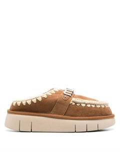 Слиперы с логотипом, коричневый Mou