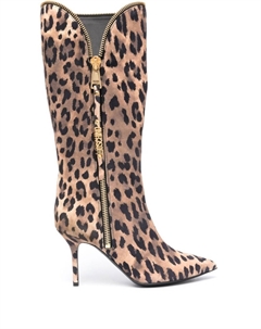 85-миллиметровые ботинки с леопардовым принтом, нейтральный цвет Moschino