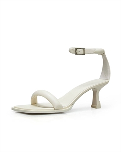 Кожаные босоножки с открытым носом на каблуке 7 см, кофе Deep breath