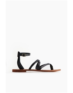 Кожаные сандалии с ремешками, черный H&m