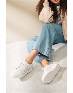 Кожаные кроссовки Signature на шнуровке с декоративным переплетением, белый Next