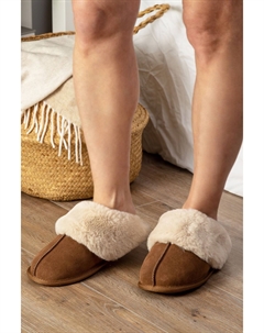Женские тапочки изотоновые замшевые с искусственным мехом, коричневый Totes