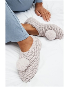 Вязаные тапочки на ногу, серый Next