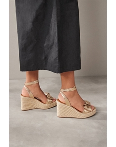 Кожаные фирменные туфли на танкетке с бантом, желтый Next