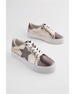 Спортивные кроссовки Forever Comfort на шнуровке на толстой подошве и со звездным узором, серебряный Next