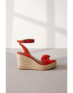 Кожаные фирменные туфли на танкетке с бантом, оранжевый Next