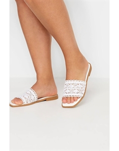 Сандалии-Мюли связанные крючком очень широкого кроя, белый Yours