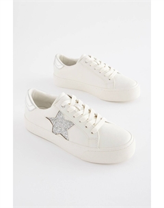 Спортивные кроссовки Forever Comfort на шнуровке на толстой подошве и со звездным узором, белый Next