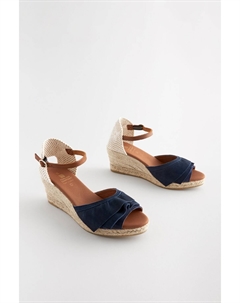 Кожаные туфли на танкетке Forever Comfort с оборками, синий Next